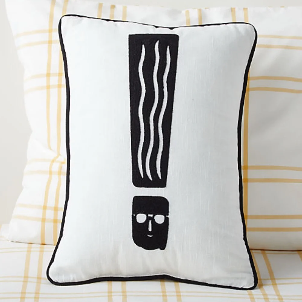 Crate & Kids Black & White Exclamation Kids Throw Pillow NWT